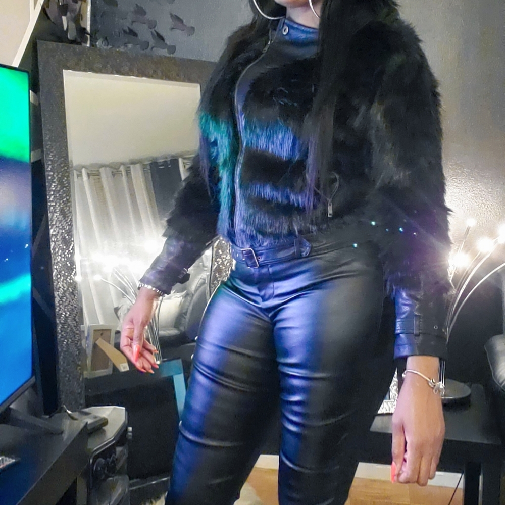 Faux fur leather jacket